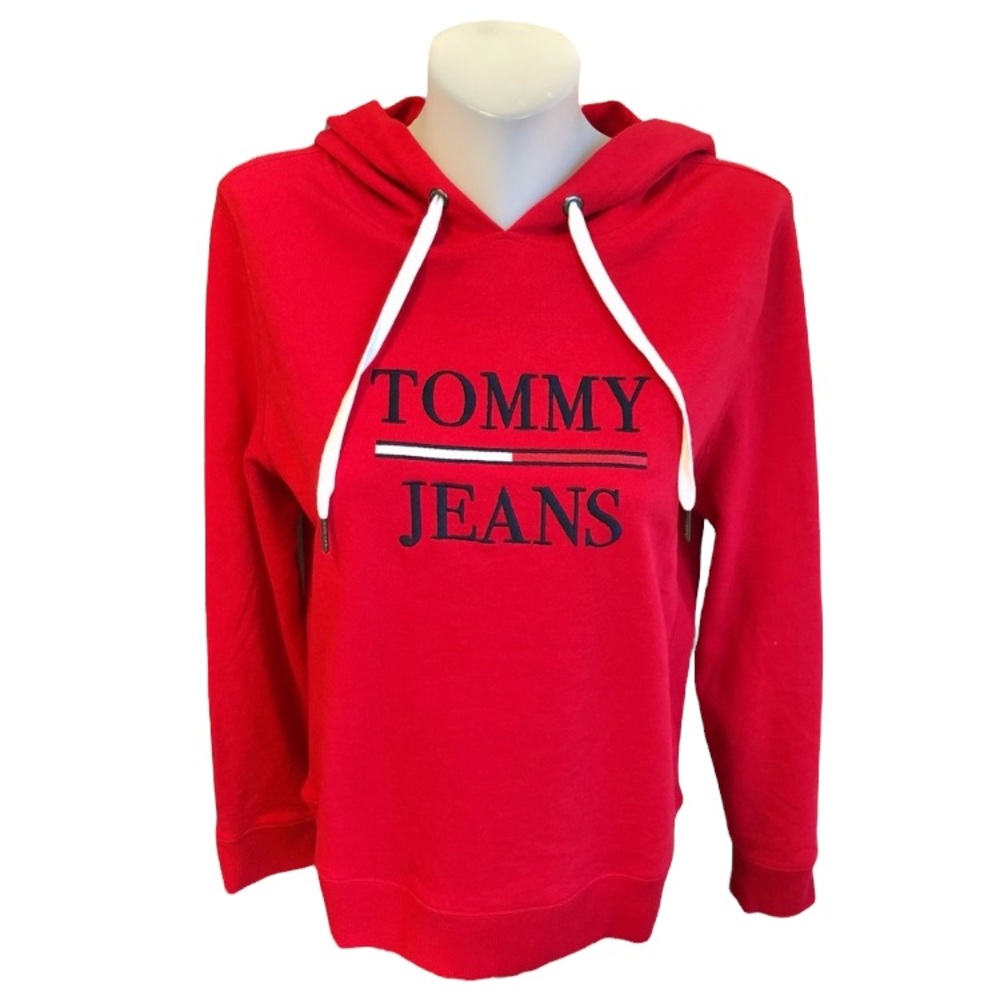 Tommy Hilfiger red logo hooded pullover sweatshirt NWT size small RN#54163